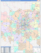 Indianapolis-Carmel-Anderson Metro Area Wall Map Color Cast Style